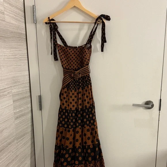 Zimmermann Brown and Black Polka Dot Maxi Dress Dresses